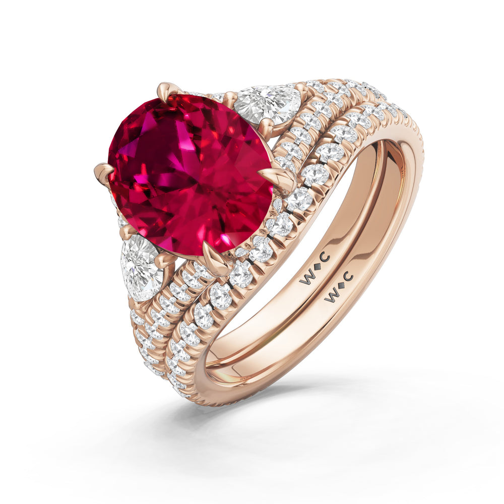 The Viridelle Ring with Created Ruby Cut Diamond in 14KT Rose Gold view 4
