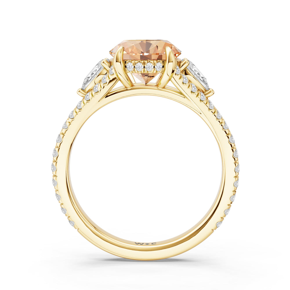 The Viridelle Ring with Created Morganite Cut Diamond in 14KT Yellow Gold view 2
