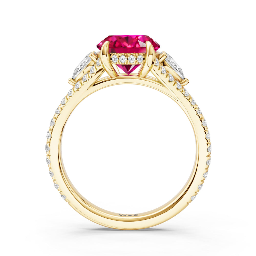 The Viridelle Ring with Created Ruby Cut Diamond in 14KT Yellow Gold view 2
