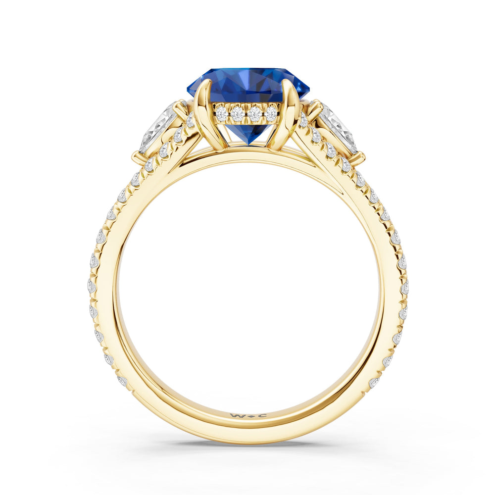 The Viridelle Ring with Created Blue Sapphire Cut Diamond in 14KT Yellow Gold view 2
