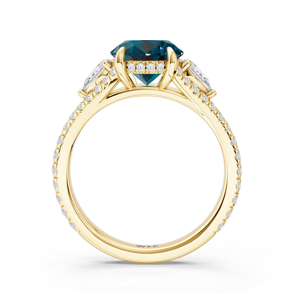 The Viridelle Ring with Created London Blue Topaz Cut Diamond in 14KT Yellow Gold view 2
