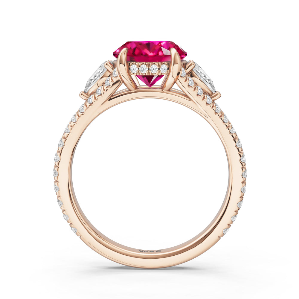 The Viridelle Ring with Created Ruby Cut Diamond in 14KT Rose Gold view 2
