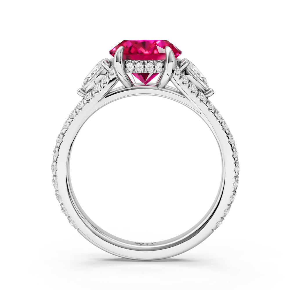 The Viridelle Ring with Created Ruby Cut Diamond in 14KT Platinum view 2
