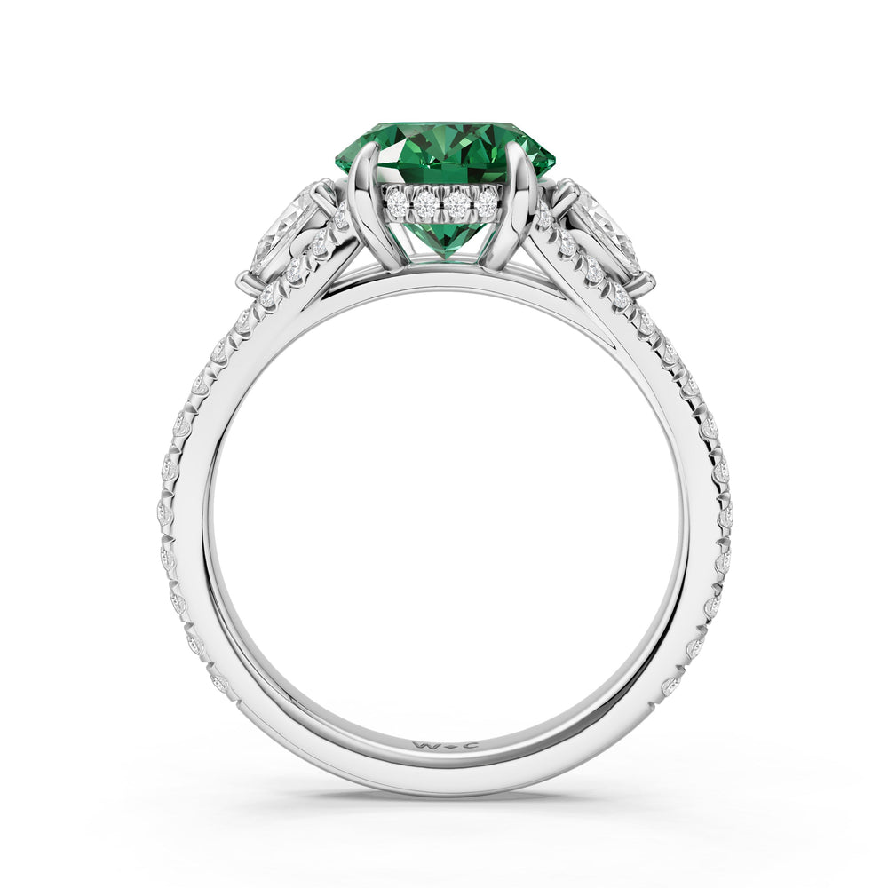 The Viridelle Ring with Created Emerald Cut Diamond in 14KT Platinum view 2
