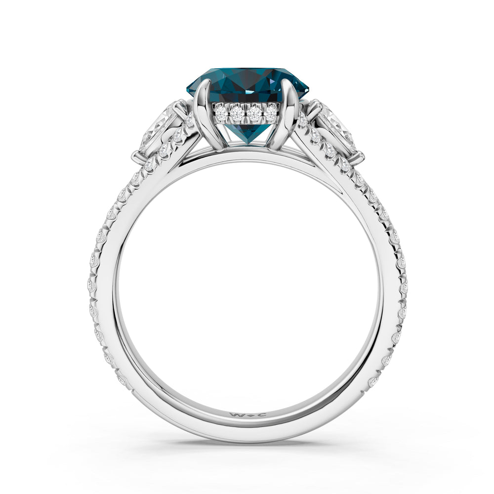 The Viridelle Ring with Created London Blue Topaz Cut Diamond in 14KT Platinum view 2

