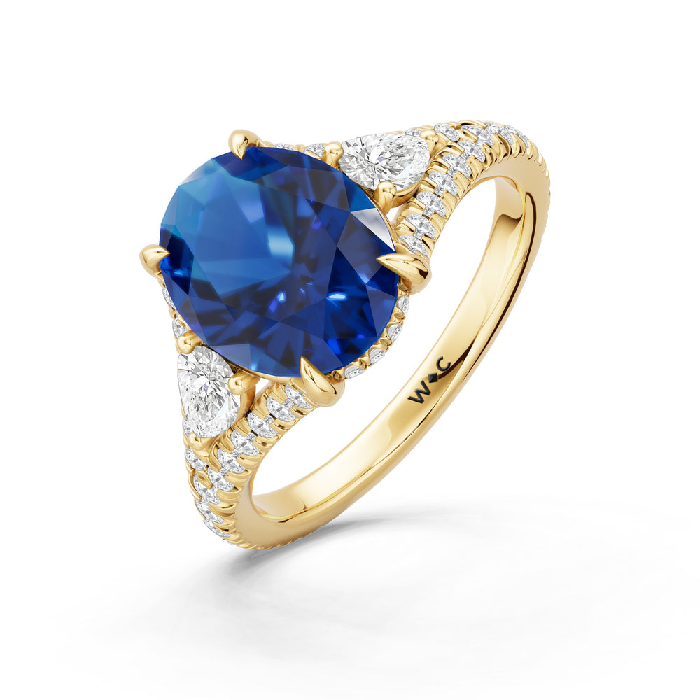 The Viridelle Ring with 10X8 MM Cut Diamond in 14KT Yellow Gold view 3

