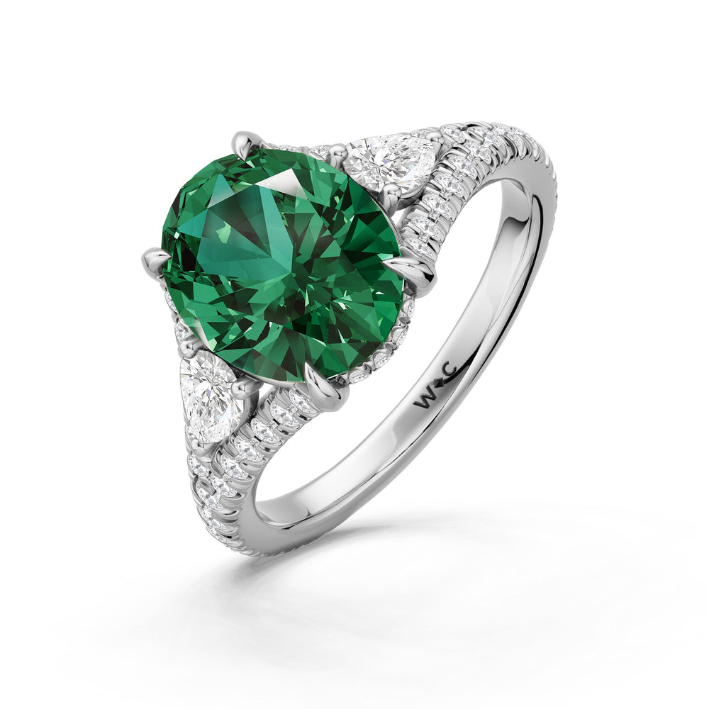 The Viridelle Ring with Created Emerald Cut Diamond in 14KT Platinum view 3
