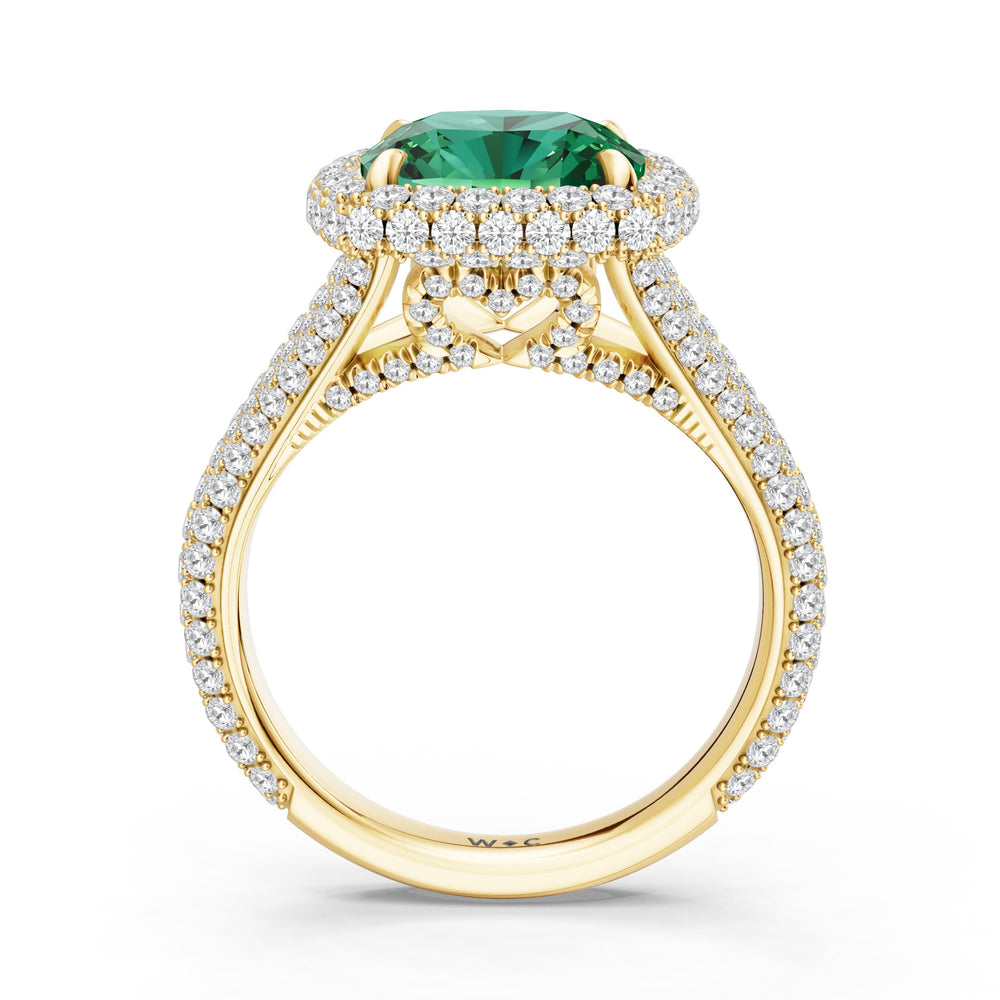 The Viridalis Ring with Created Emerald Cut Diamond in 14KT Yellow Gold view 2
