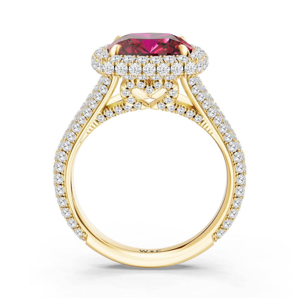 The Viridalis Ring with Created Ruby Cut Diamond in 14KT Yellow Gold view 2
