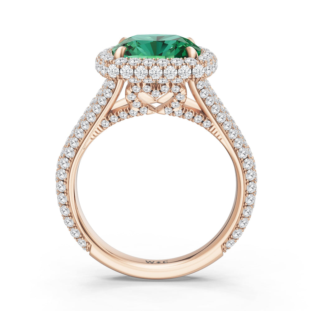 The Viridalis Ring with Created Emerald Cut Diamond in 14KT Rose Gold view 2
