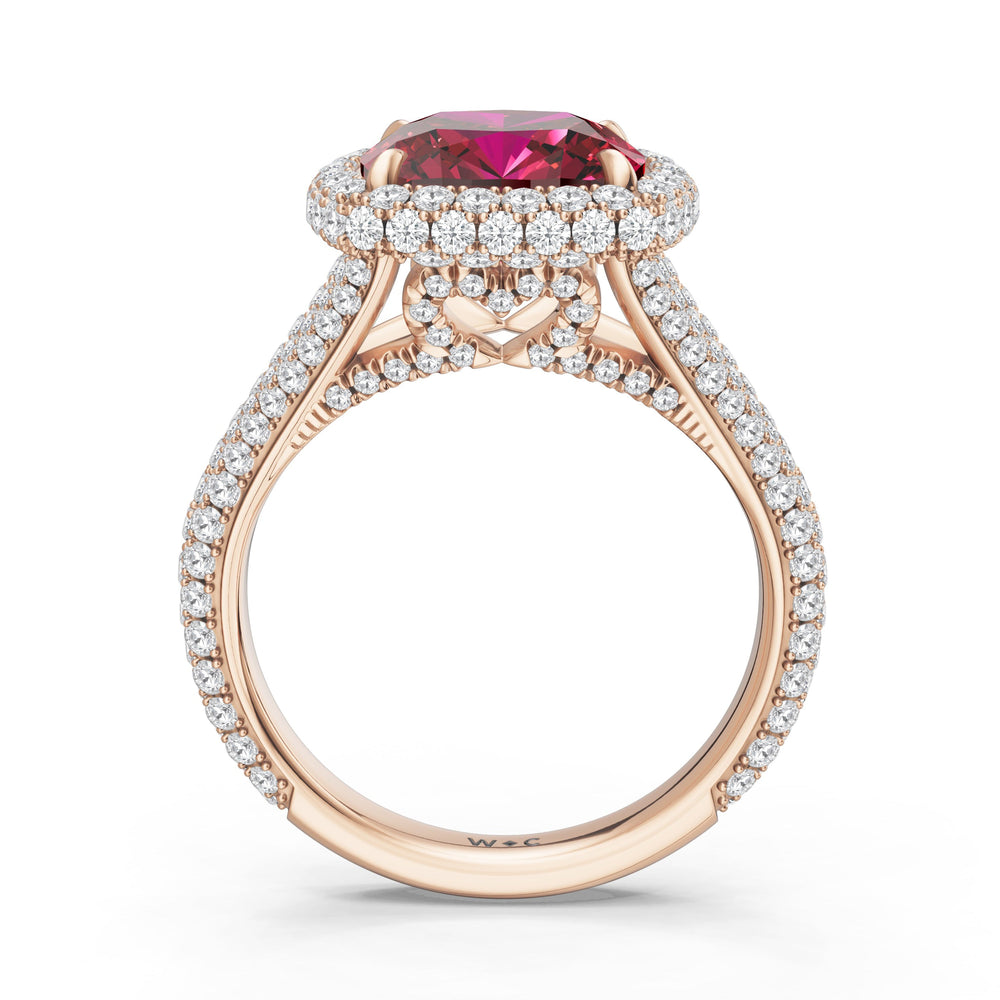 The Viridalis Ring with Created Ruby Cut Diamond in 14KT Rose Gold view 2

