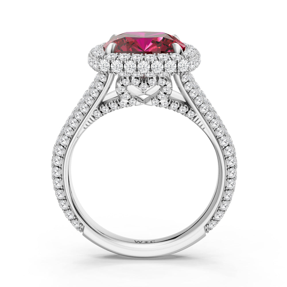 The Viridalis Ring with Created Ruby Cut Diamond in 14KT Platinum view 2
