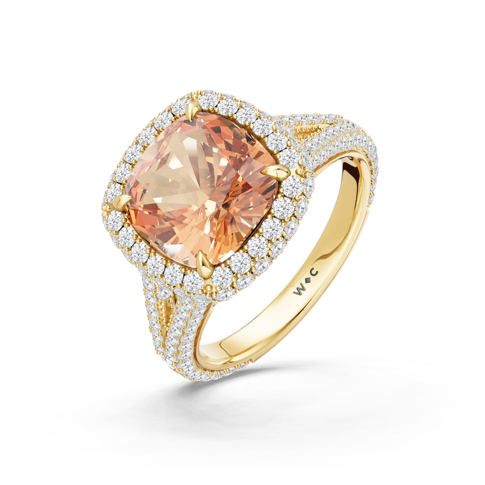 The Viridalis Ring with Created Morganite Cut Diamond in 14KT Yellow Gold view 3
