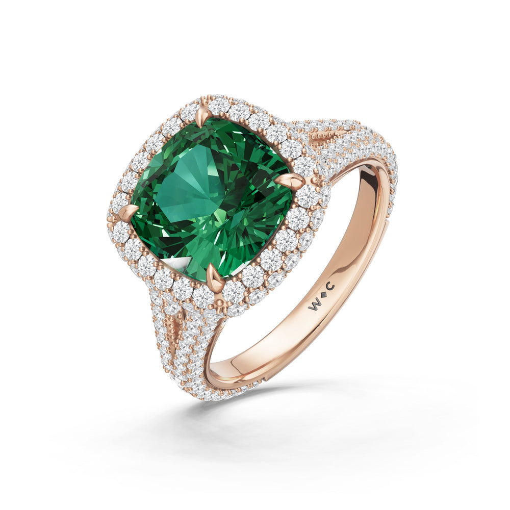 The Viridalis Ring with Created Emerald Cut Diamond in 14KT Rose Gold view 3

