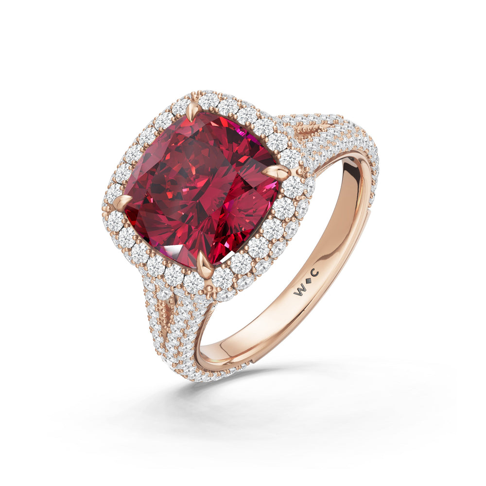 The Viridalis Ring with Created Ruby Cut Diamond in 14KT Rose Gold view 3
