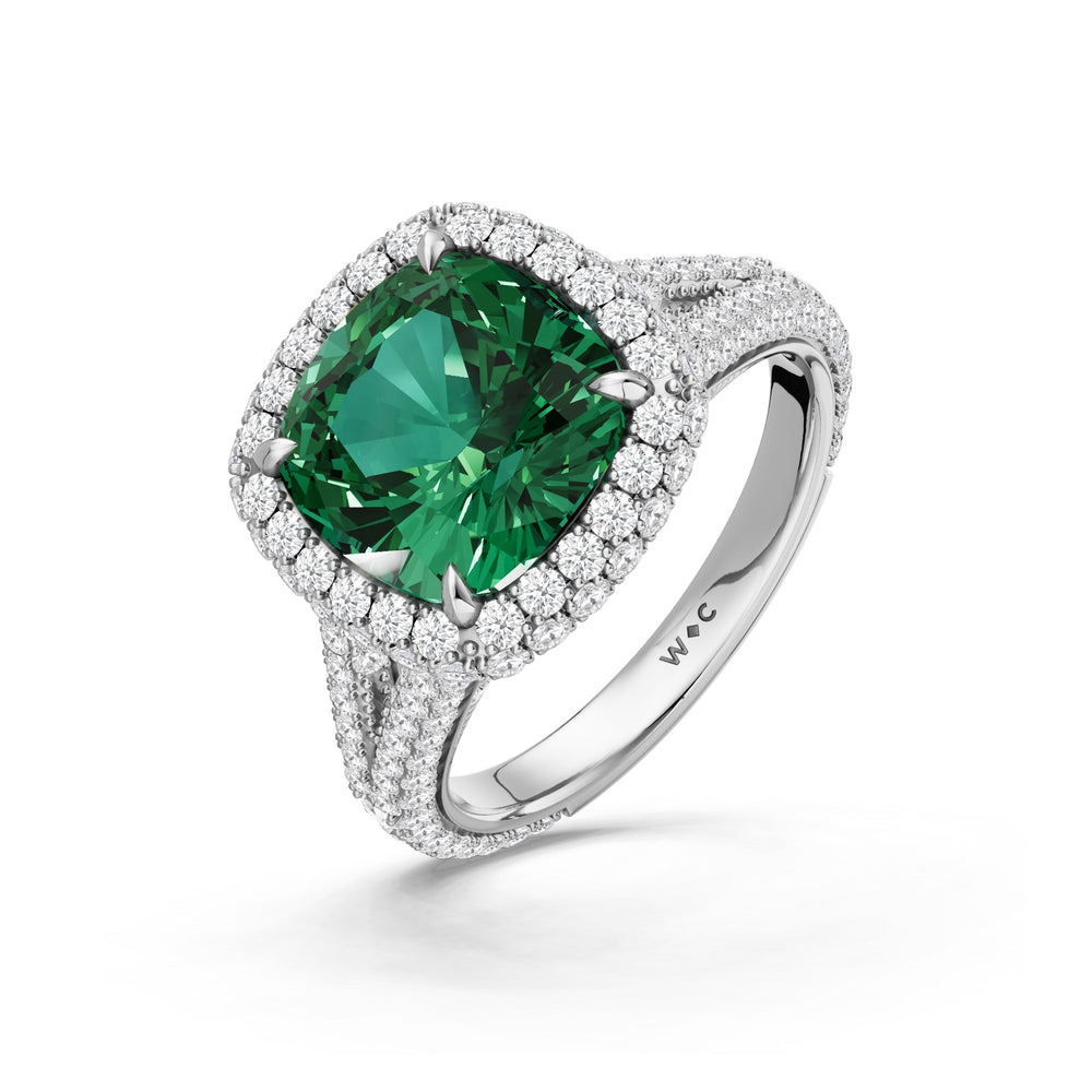 The Viridalis Ring with Created Emerald Cut Diamond in 14KT Platinum view 3
