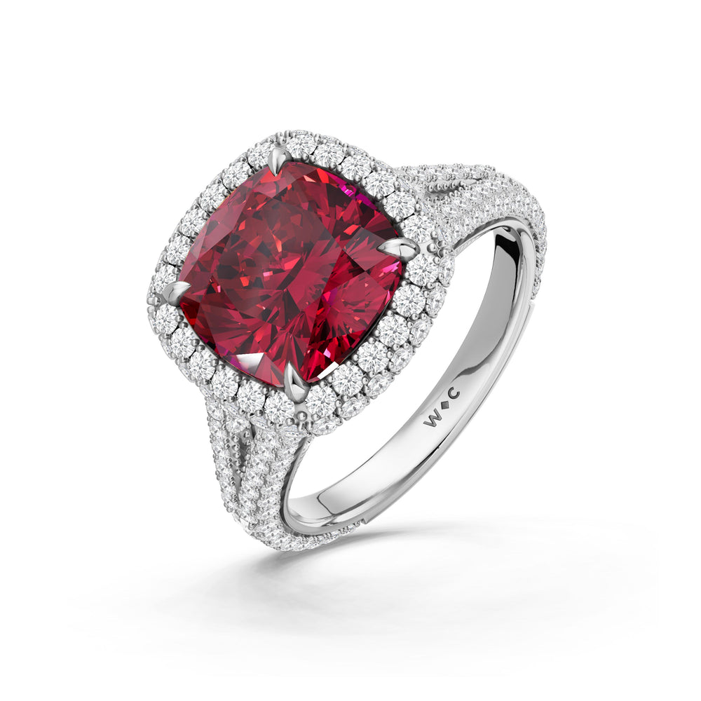 The Viridalis Ring with Created Ruby Cut Diamond in 14KT Platinum view 3
