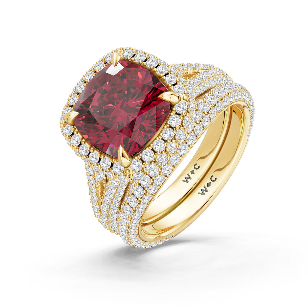 The Viridalis Ring with Created Ruby Cut Diamond in 14KT Yellow Gold view 4

