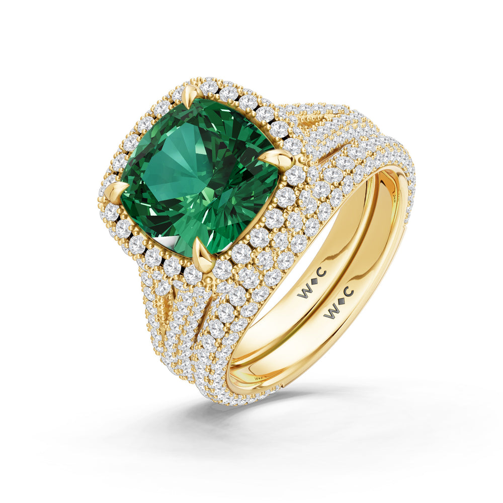 The Viridalis Ring with Created Emerald Cut Diamond in 14KT Yellow Gold view 4
