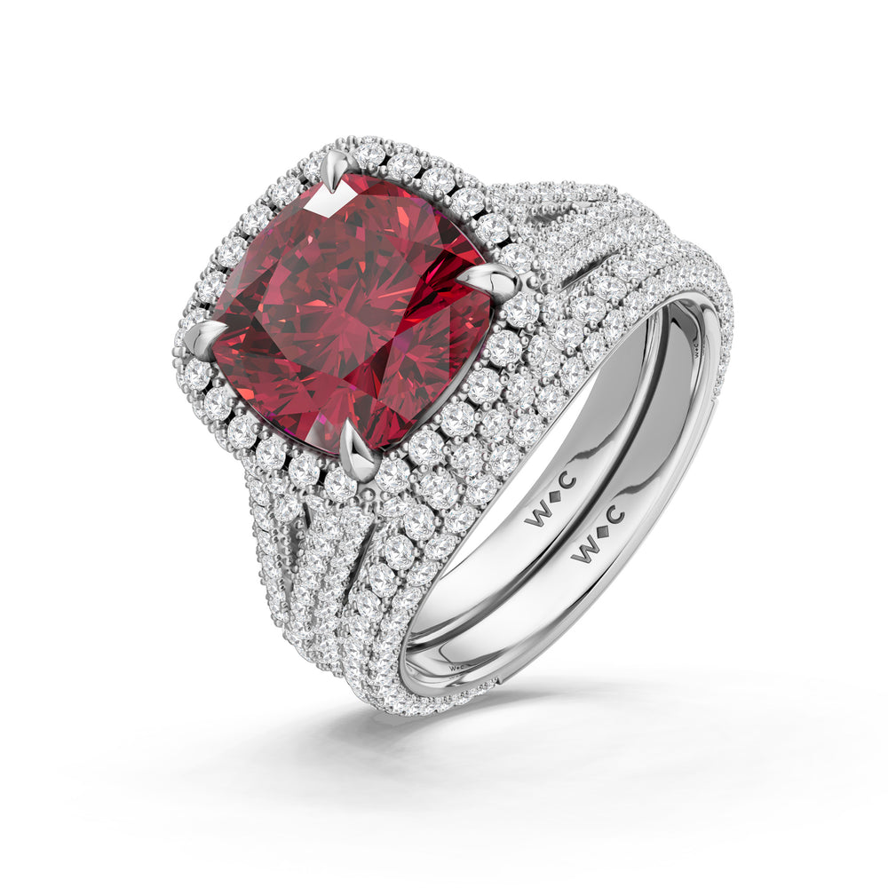 The Viridalis Ring with Created Ruby Cut Diamond in 14KT Platinum view 4

