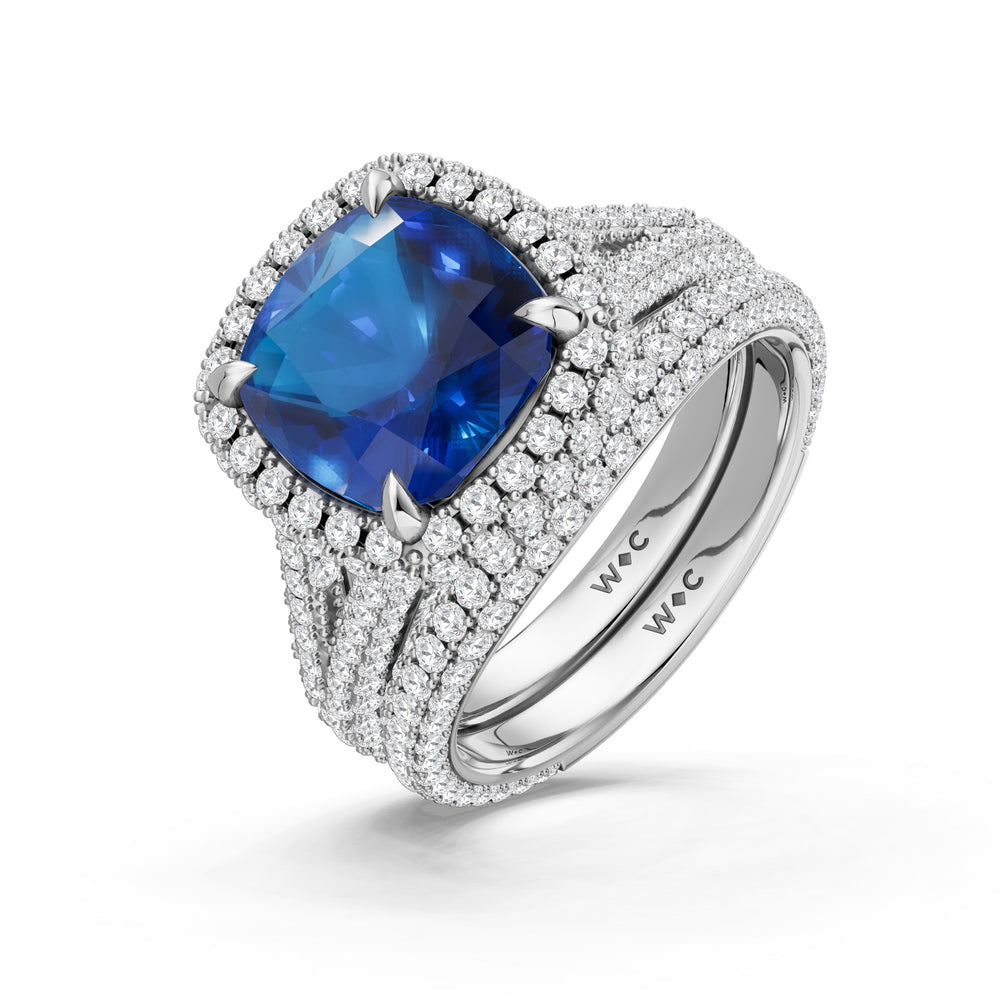The Viridalis Ring with Created Blue Sapphire Cut Diamond in 14KT Platinum view 4
