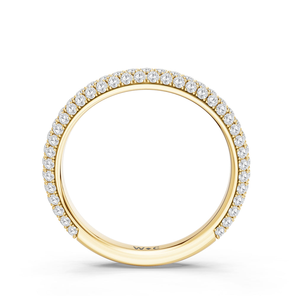 The Viridalis Diamond Wedding Band with Created Blue Sapphire Cut Diamond in 14KT Yellow Gold view 2
