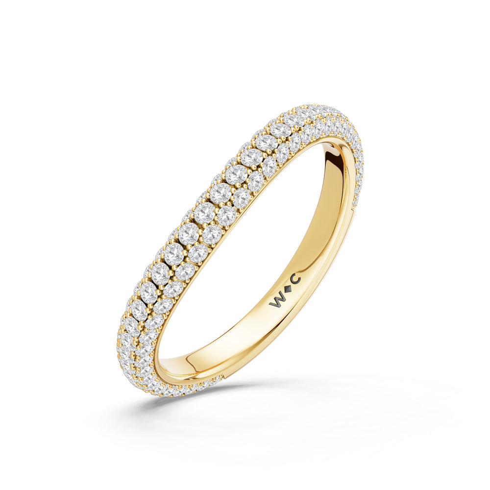 The Viridalis Diamond Wedding Band with Created Emerald Cut Diamond in 14KT Yellow Gold view 4
