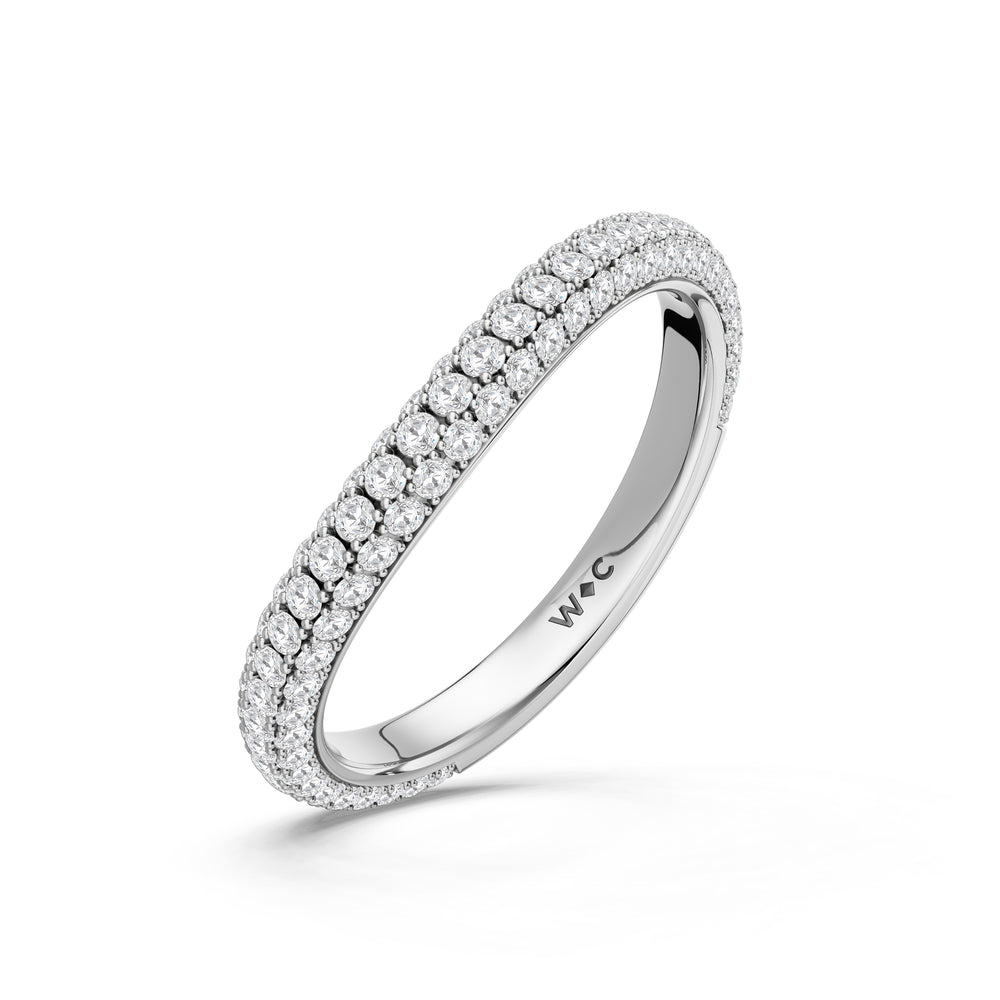 The Viridalis Diamond Wedding Band with Created Blue Sapphire Cut Diamond in 14KT Platinum view 4
