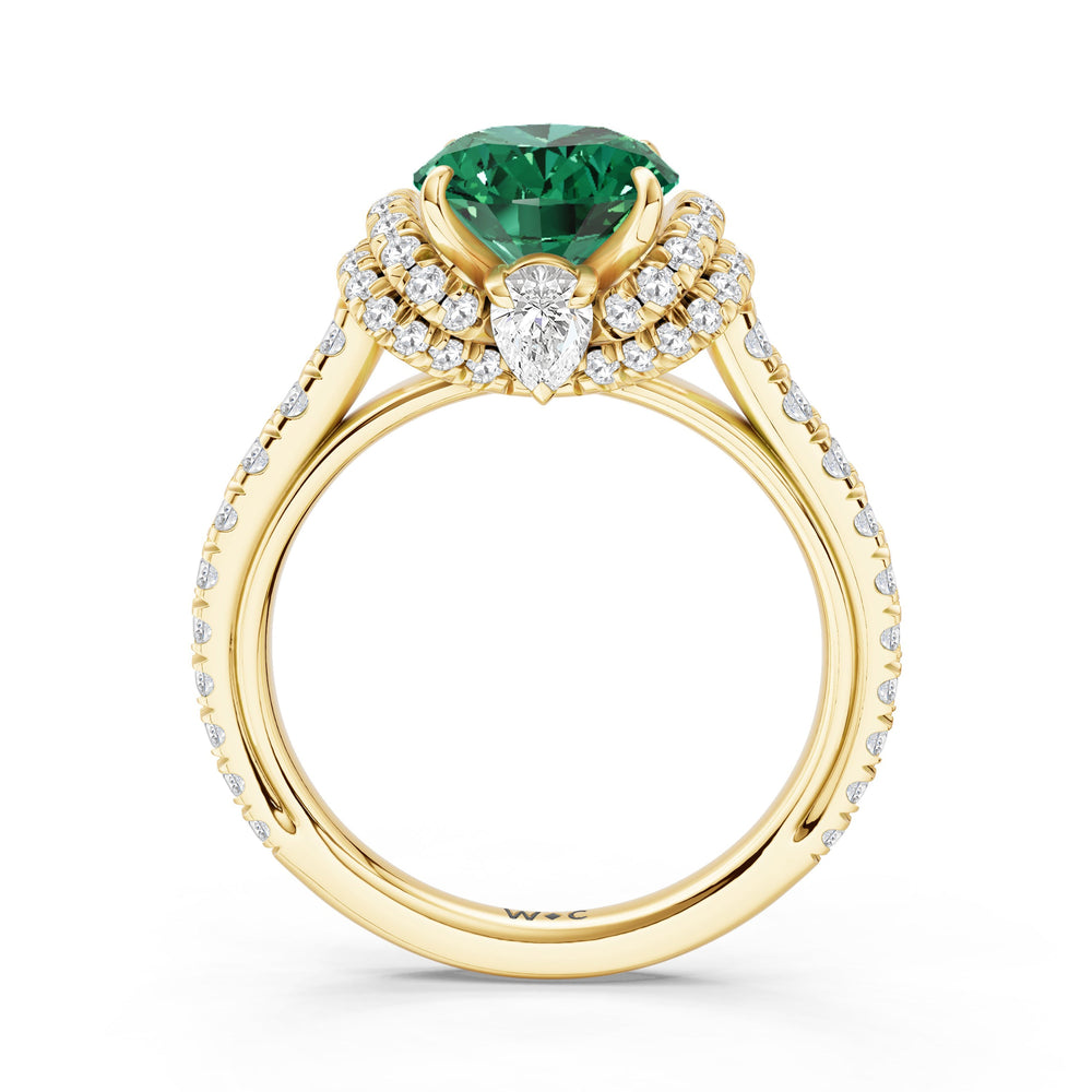 The Aurielle Ring with Created Emerald Cut Diamond in 14KT Yellow Gold view 2
