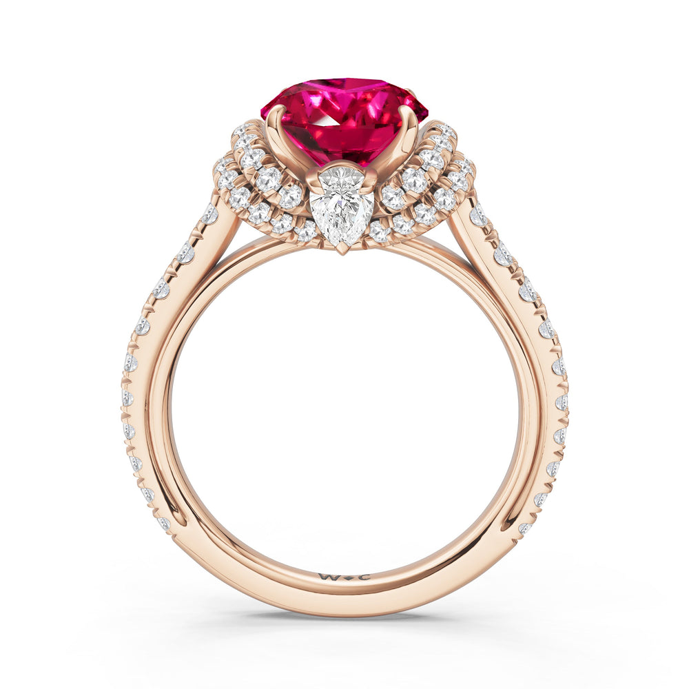 The Aurielle Ring with Created Ruby Cut Diamond in 14KT Rose Gold view 2
