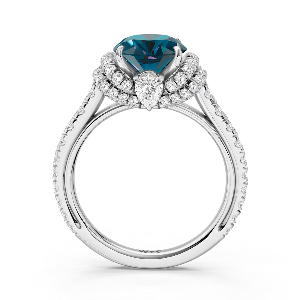 The Aurielle Ring with Created London Blue Topaz Cut Diamond in 14KT Platinum view 2
