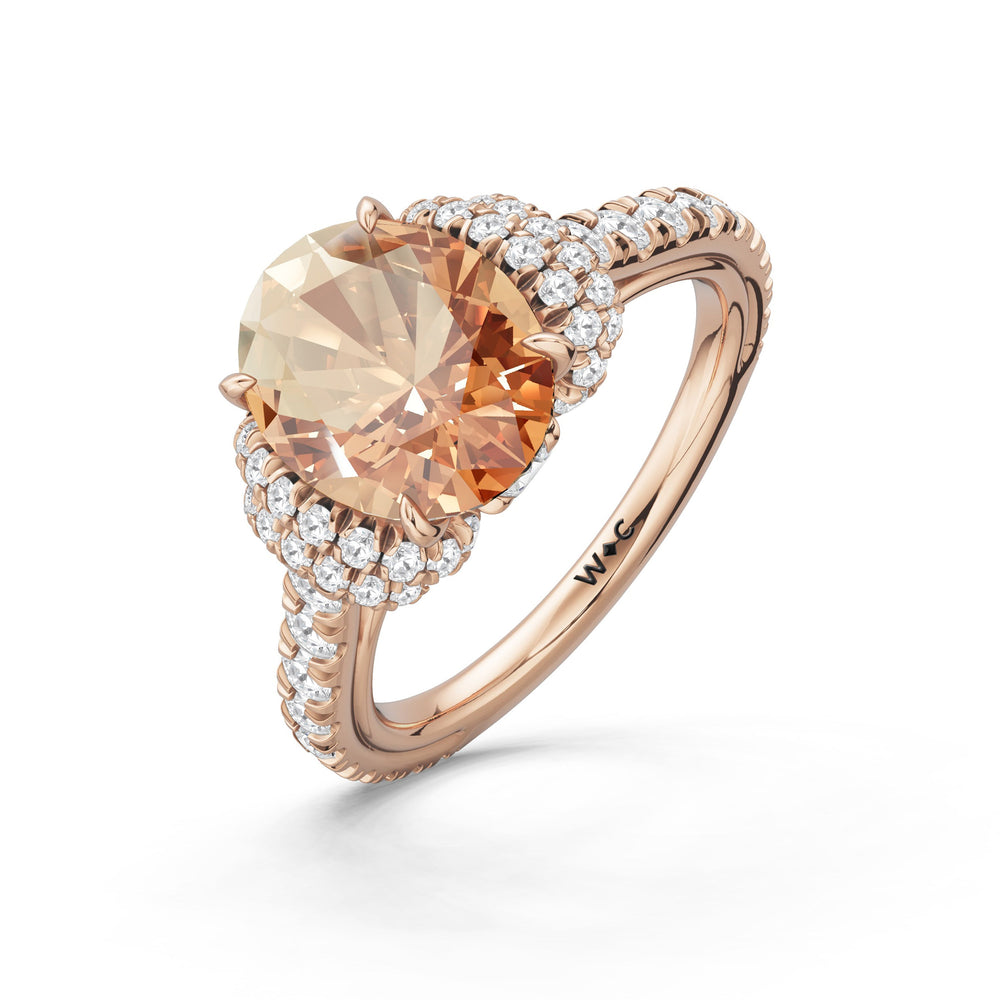 The Aurielle Ring with Created Morganite Cut Diamond in 14KT Rose Gold view 3
