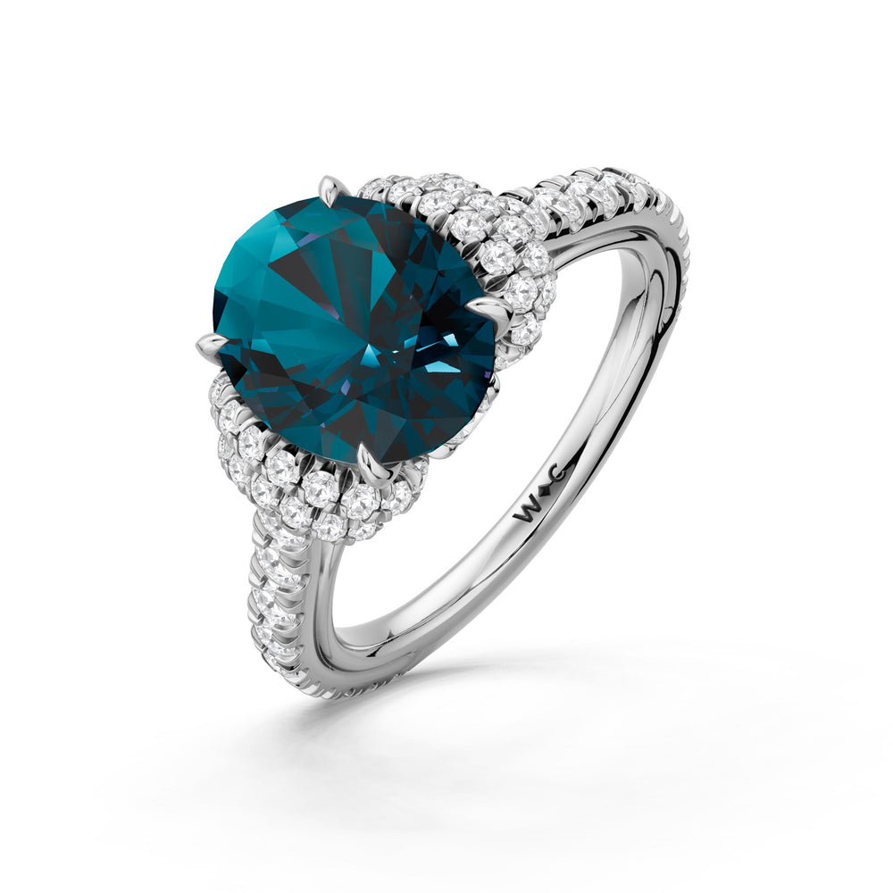 The Aurielle Ring with Created London Blue Topaz Cut Diamond in 14KT Platinum view 3
