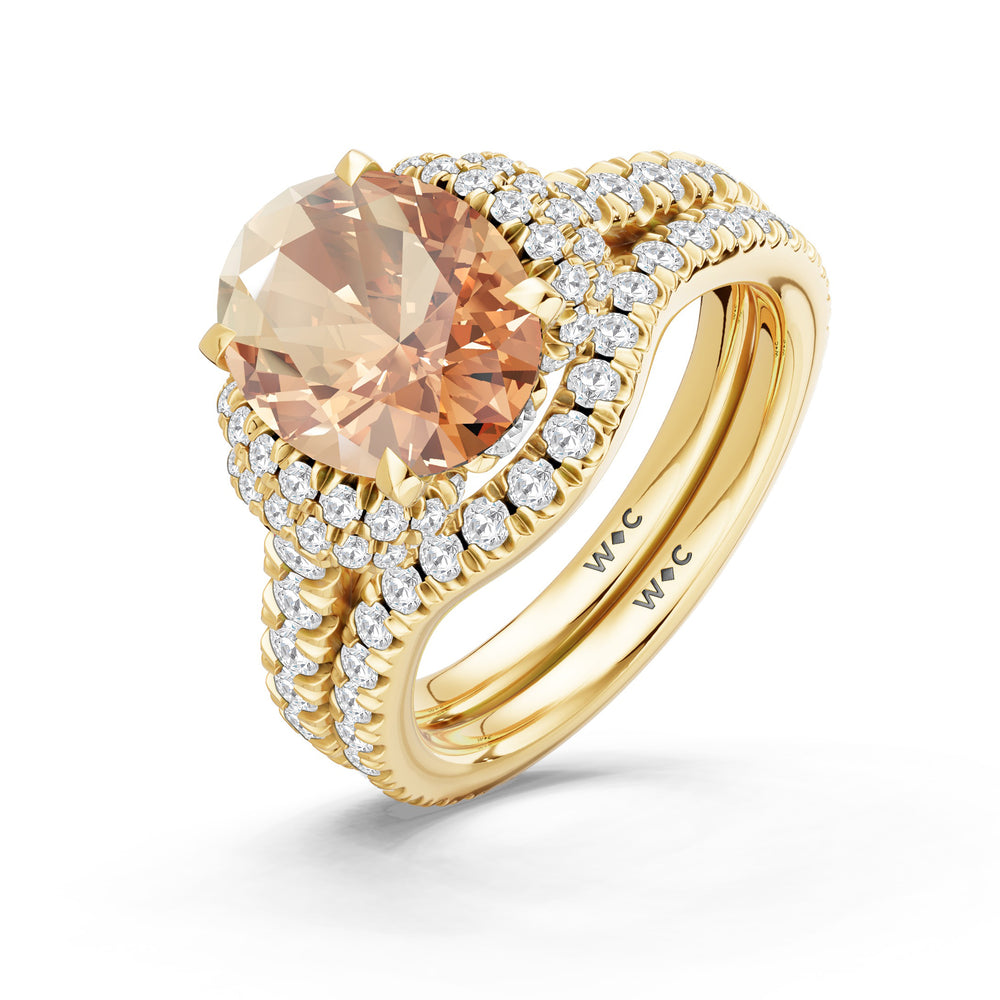 The Aurielle Ring with Created Morganite Cut Diamond in 14KT Yellow Gold view 4
