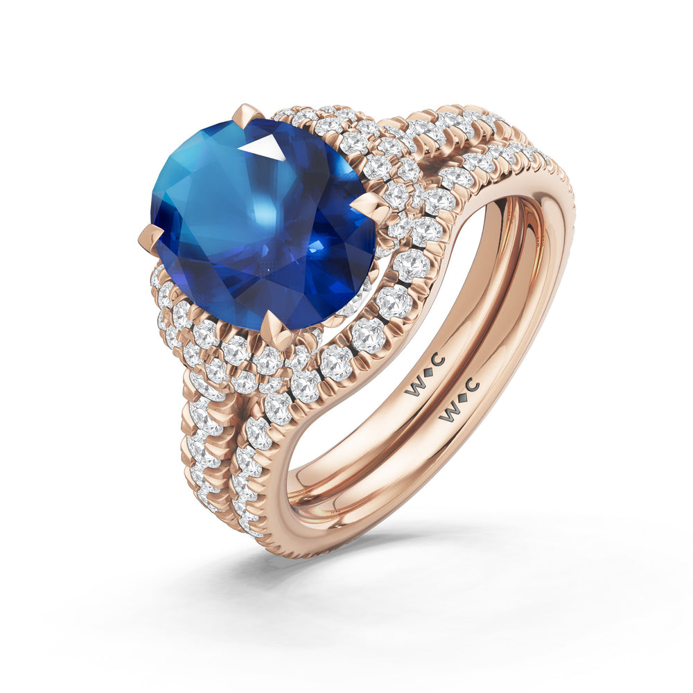 The Aurielle Ring with Created Blue Sapphire Cut Diamond in 14KT Rose Gold view 4
