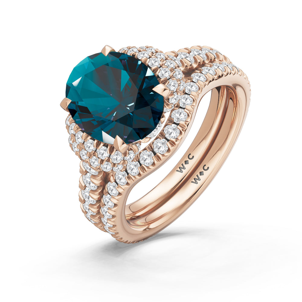 The Aurielle Ring with Created London Blue Topaz Cut Diamond in 14KT Rose Gold view 4
