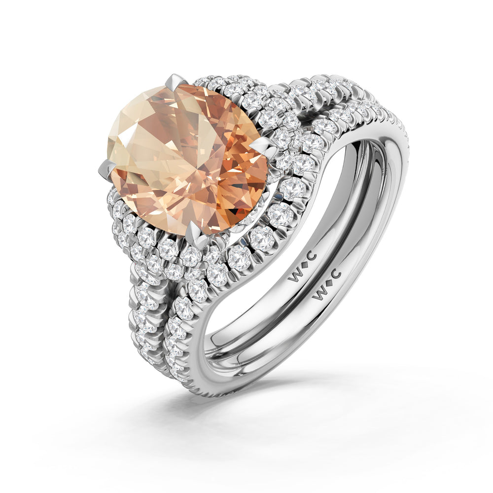 The Aurielle Ring with Created Morganite Cut Diamond in 14KT Platinum view 4
