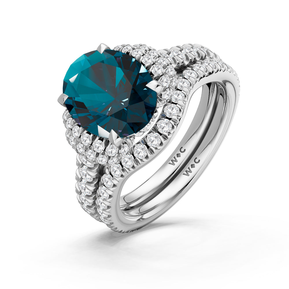 The Aurielle Ring with Created London Blue Topaz Cut Diamond in 14KT Platinum view 4
