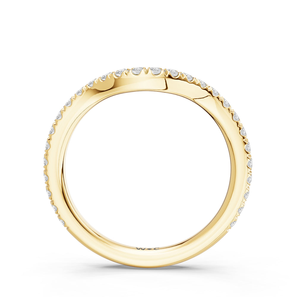 The Aurielle Diamond Wedding Band with Created Blue Sapphire Cut Diamond in 14KT Yellow Gold view 2
