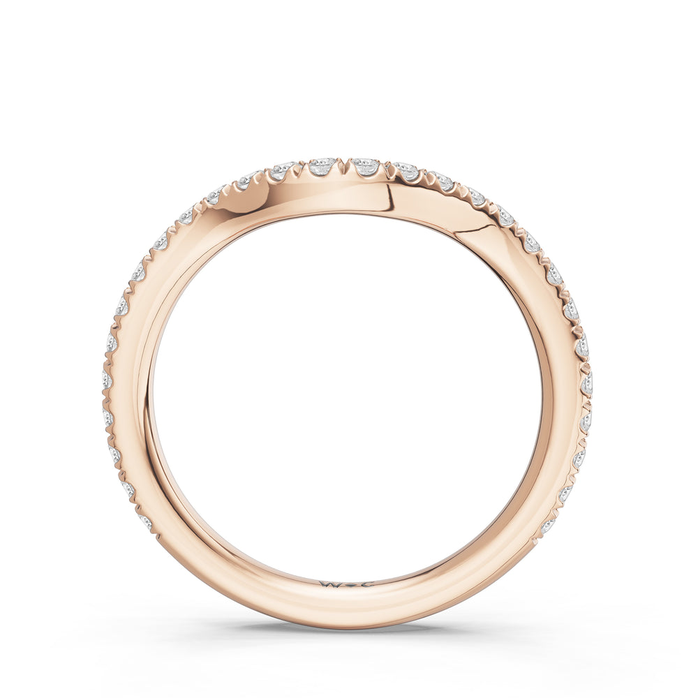 The Aurielle Diamond Wedding Band with Created Blue Sapphire Cut Diamond in 14KT Rose Gold view 2
