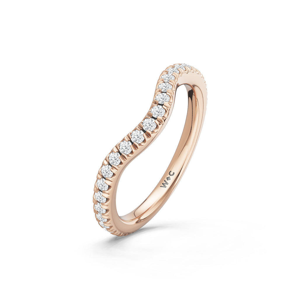The Aurielle Diamond Wedding Band with Created Emerald Cut Diamond in 14KT Rose Gold view 4
