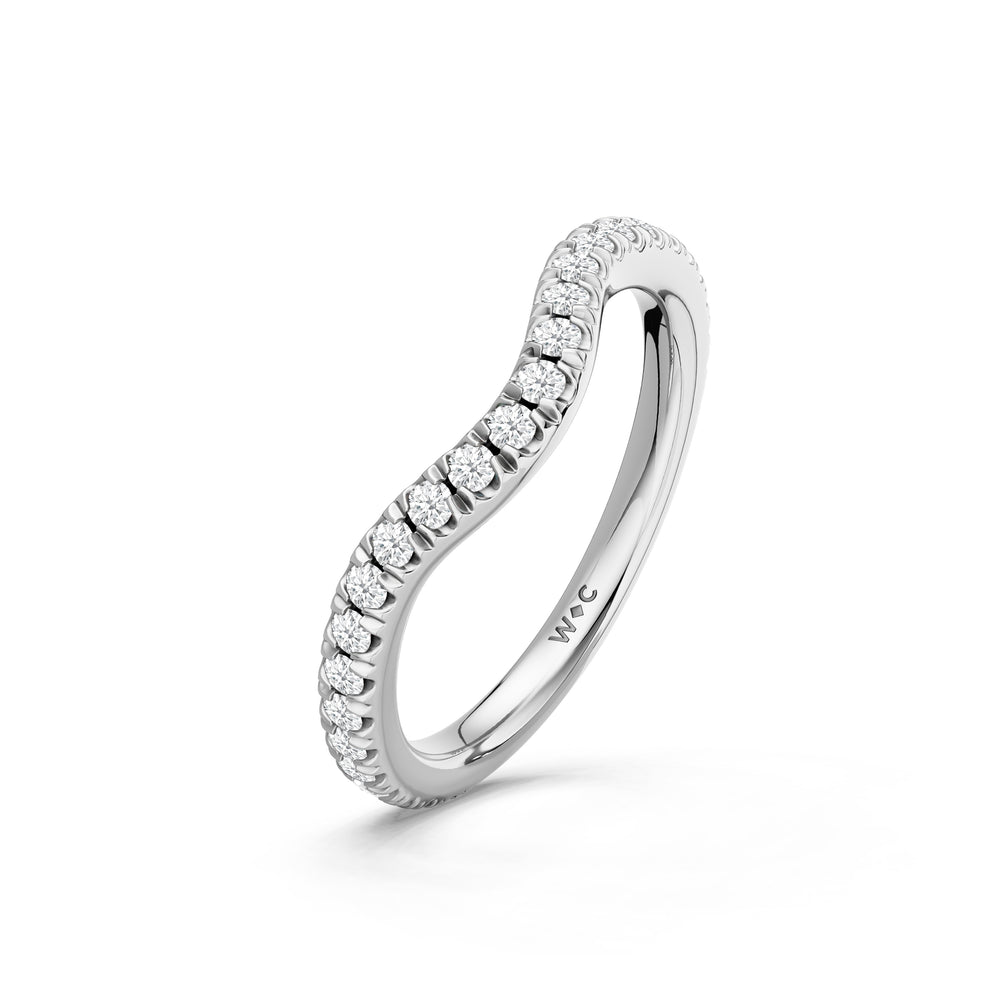 The Aurielle Diamond Wedding Band with Created London Blue Topaz Cut Diamond in 14KT Platinum view 4
