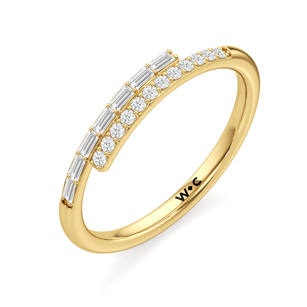 The Juliet Crossover Ring with 18K Yellow Gold Vermeil / 1/5 / 6.5 Cut Diamond in 14KT 18K Yellow Gold Vermeil / 1/5 / 6.5 view 3
