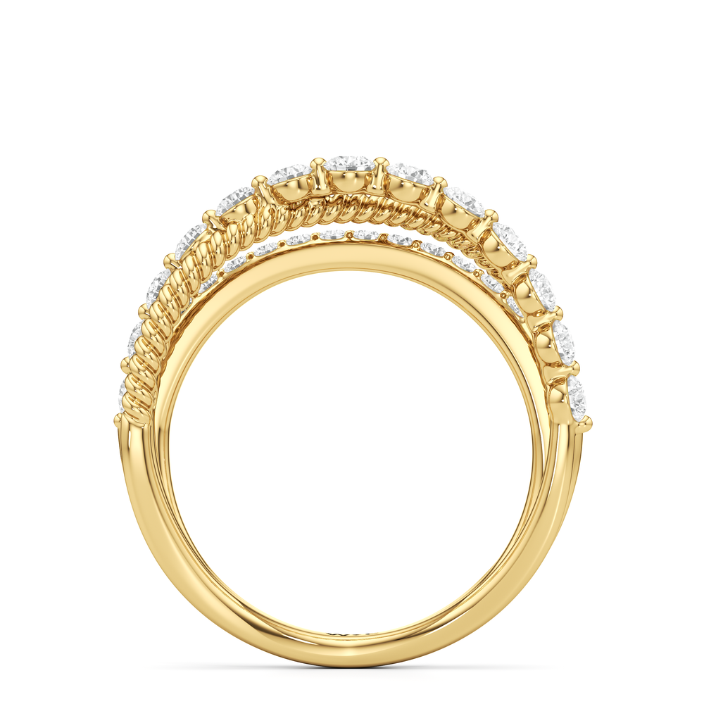 Triple Hoop Diamond Ring with 14KT Yellow Gold / Lab / 3/4 Cut Diamond in 14KT Yellow Gold / Lab / 3/4 view 2
