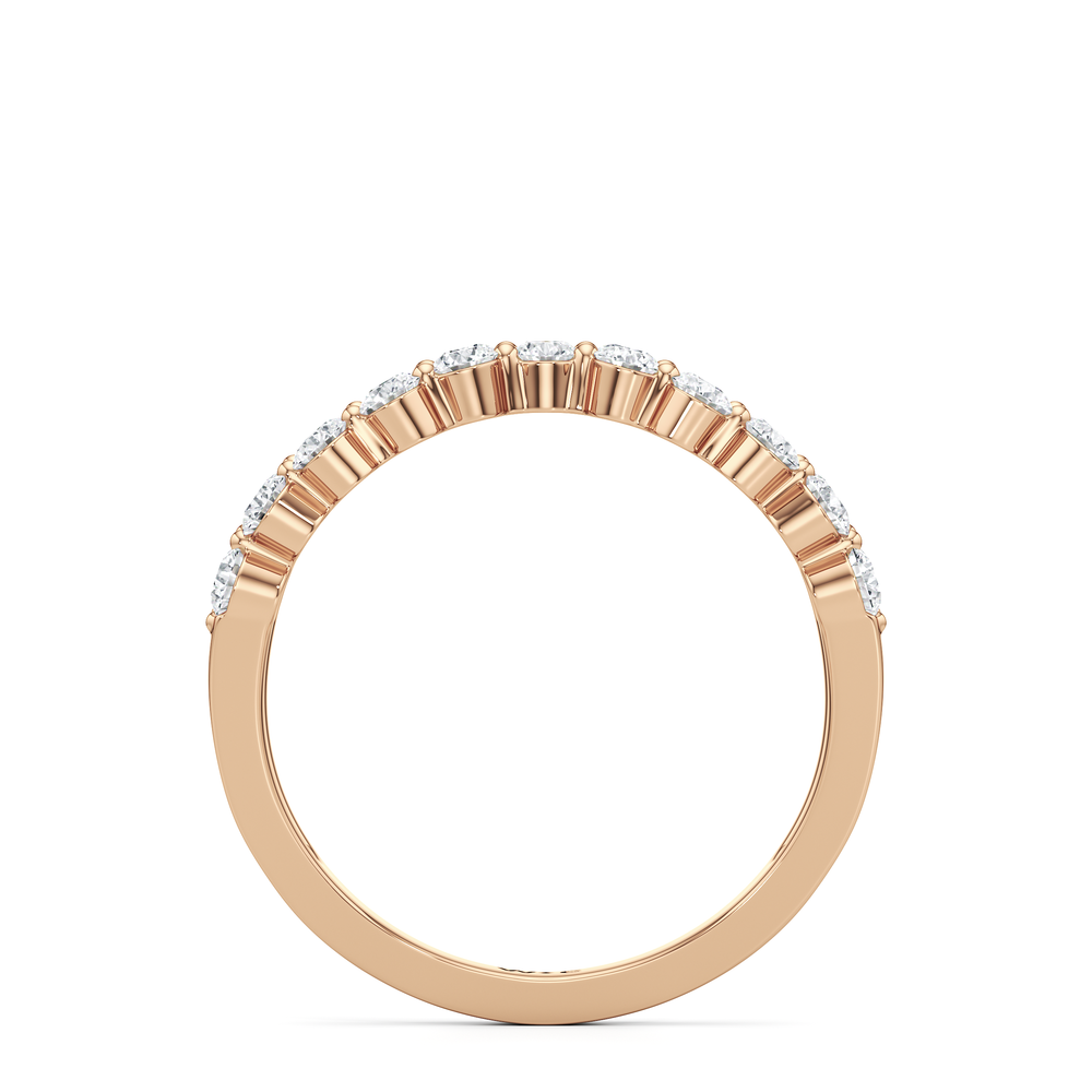 Chevron Kiss Diamond Ring with 14KT Rose Gold / Lab / 3/4 Cut Diamond in 14KT Rose Gold / Lab / 3/4 view 2
