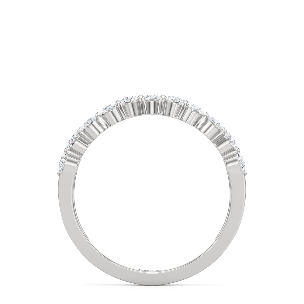 Chevron Kiss Diamond Ring with 14KT White Gold / Lab / 3/4 Cut Diamond in 14KT White Gold / Lab / 3/4 view 2

