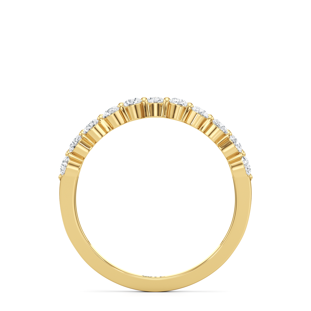Chevron Kiss Diamond Ring with 14KT Yellow Gold / Lab / 3/4 Cut Diamond in 14KT Yellow Gold / Lab / 3/4 view 2
