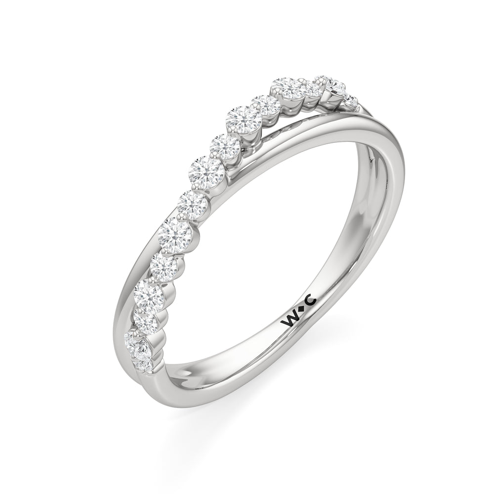 Diamond Line Criss Cross Ring with 14KT White Gold / Lab / 1/4 Cut Diamond in 14KT White Gold / Lab / 1/4 view 3
