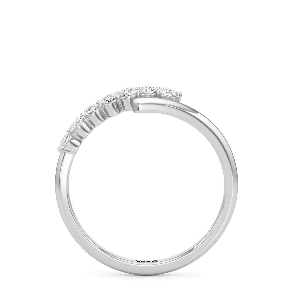 Slim Bypass Diamond Ring with 14KT White Gold / Lab / 1/5 Cut Diamond in 14KT White Gold / Lab / 1/5 view 2
