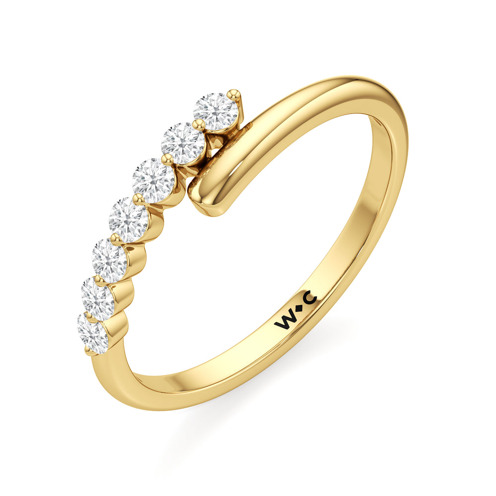 Slim Bypass Diamond Ring with 14KT Yellow Gold / Lab / 1/5 Cut Diamond in 14KT Yellow Gold / Lab / 1/5 view 3
